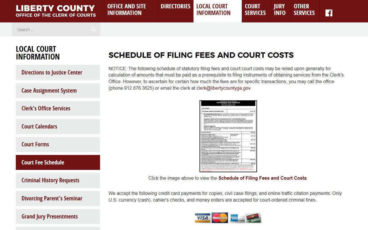 Liberty County Clerk of Courts fees for court records