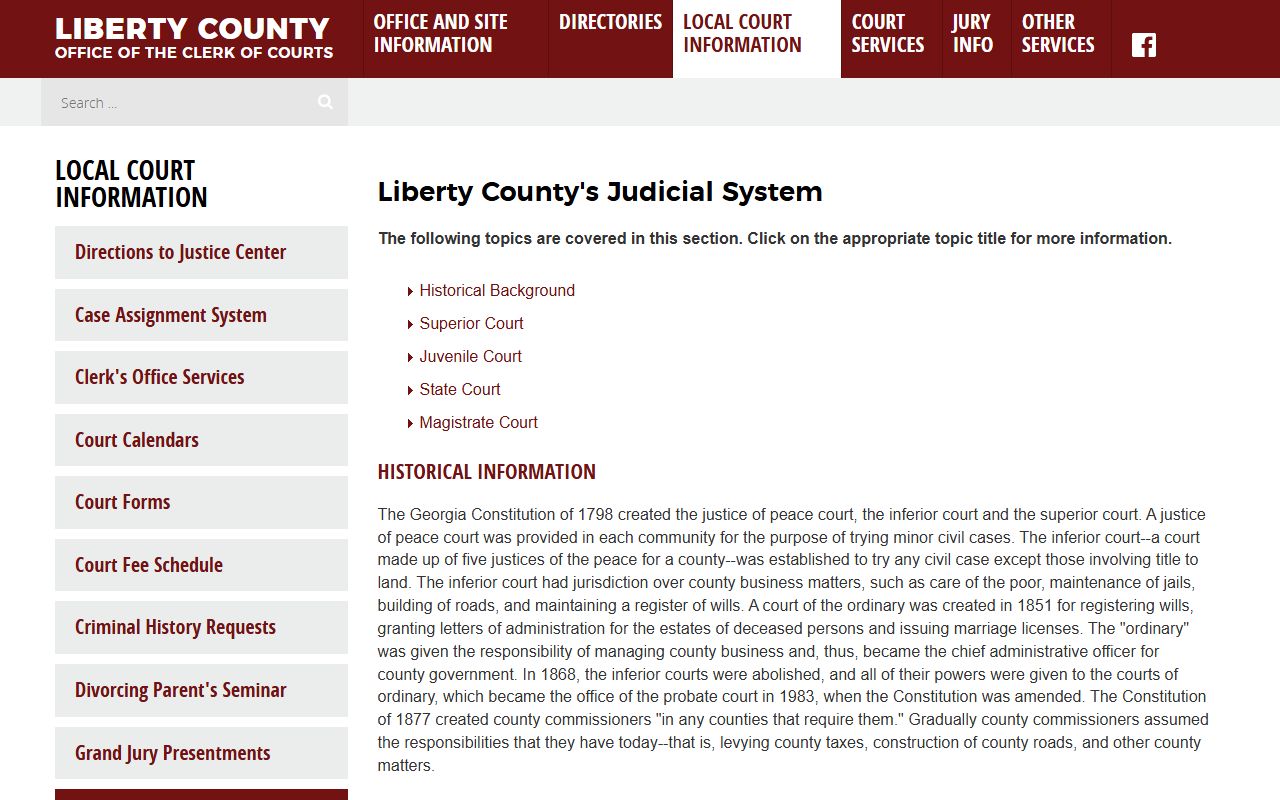 Liberty County Clerk of Courts court structure records