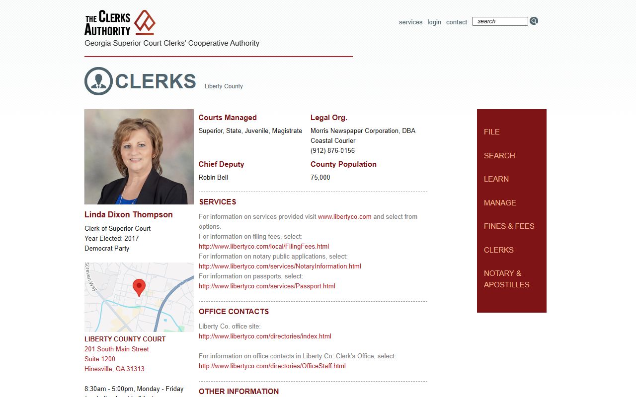 Liberty County Clerk of Courts GSCCCA contact record