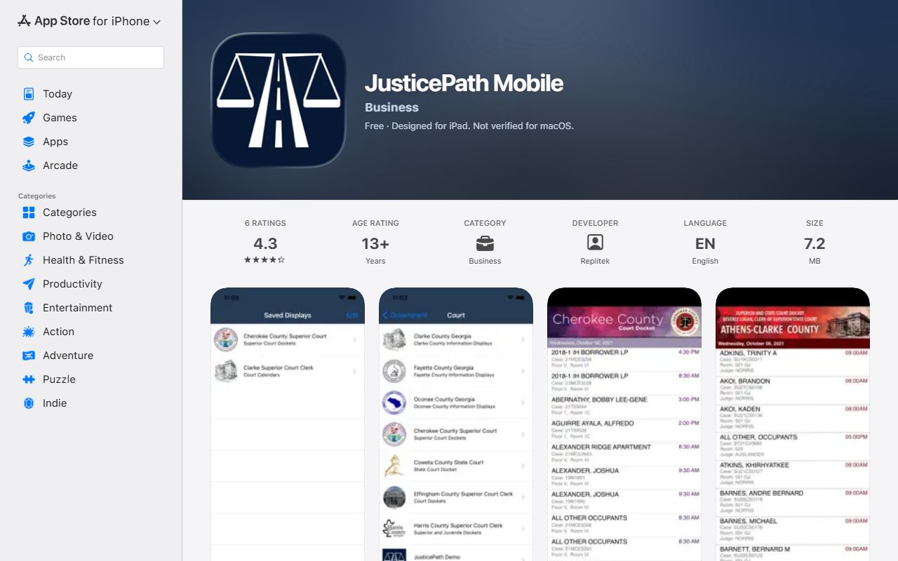 Liberty County court dockets JusticePath Mobile listing