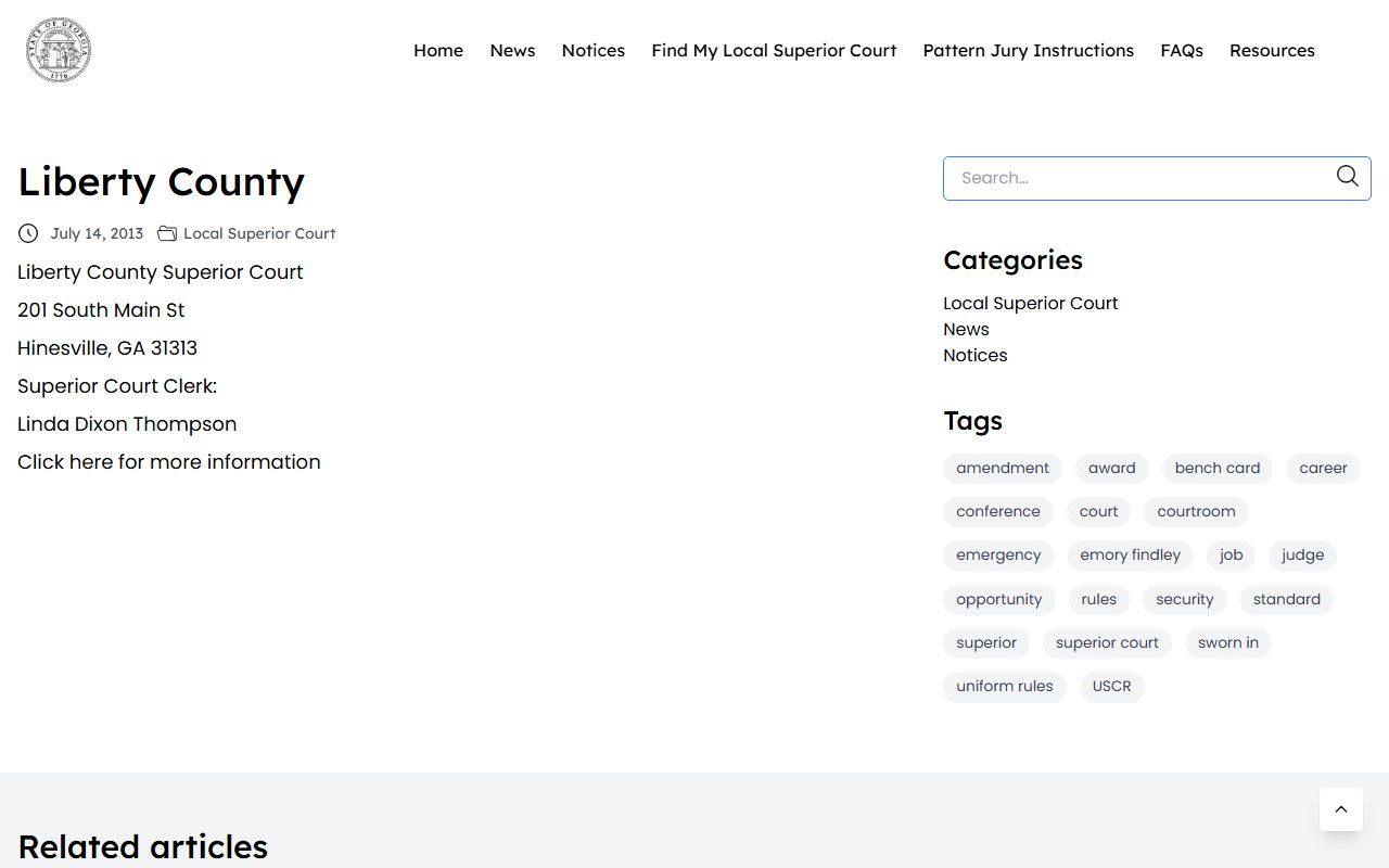 Liberty County criminal court records Superior Court directory