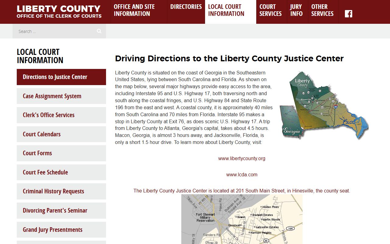 Liberty County Court records Justice Center directions