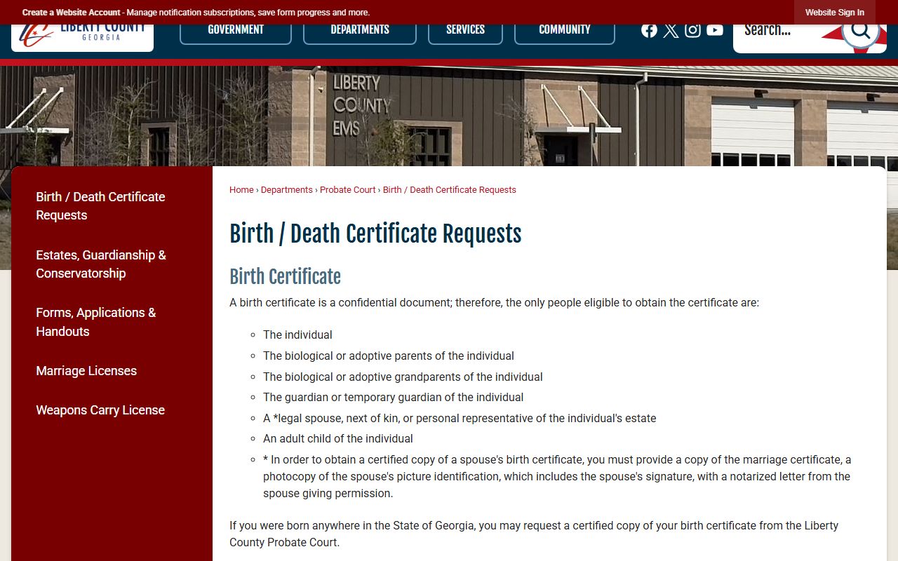 Liberty County marriage and divorce records birth death certificate requests