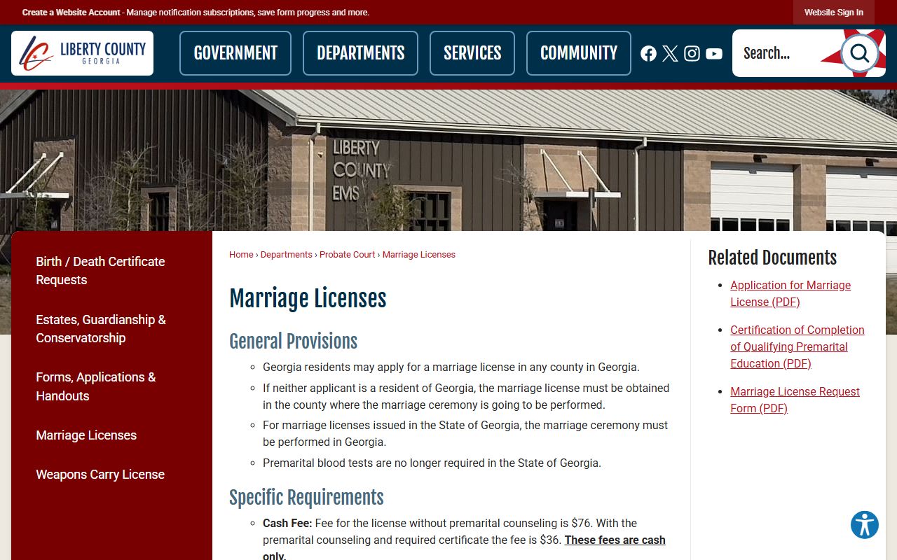 Liberty County marriage records license requirements and fees