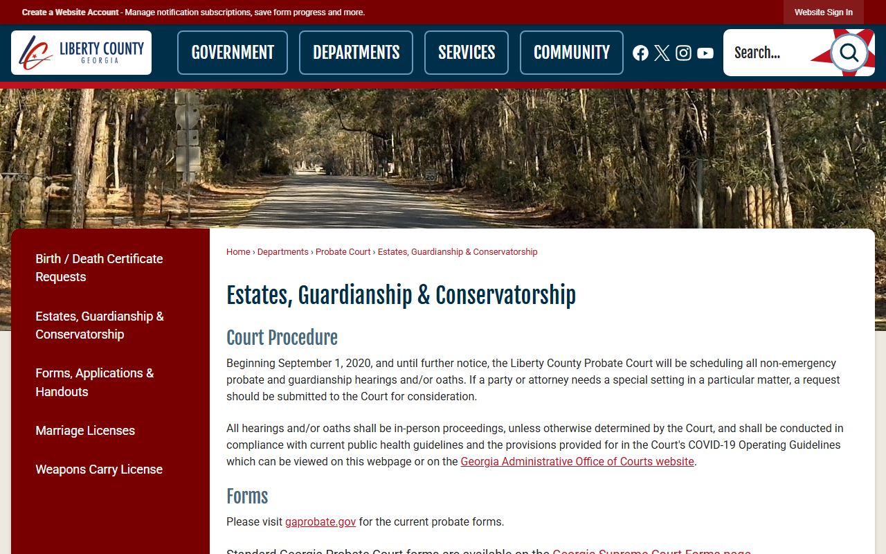 Liberty County probate records estates guardianship conservatorship page