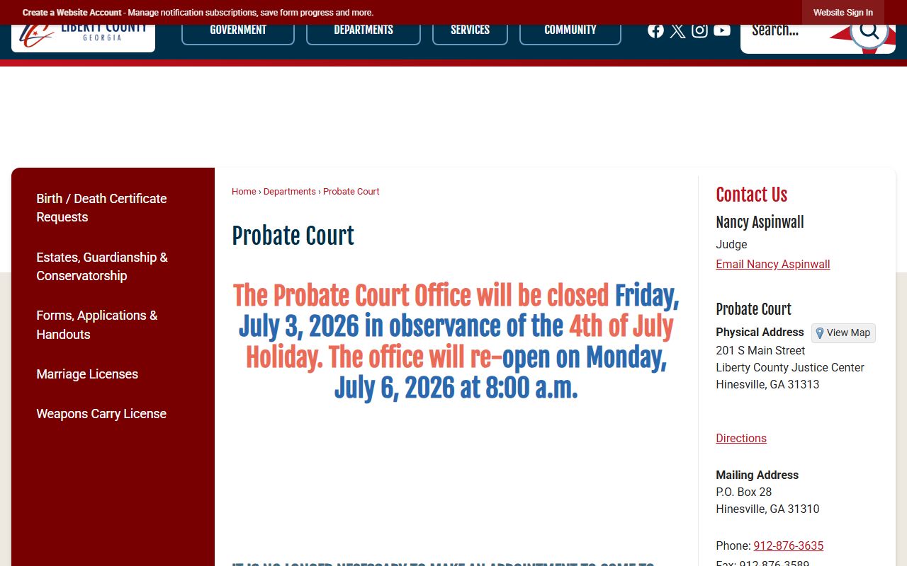 Liberty County probate records Probate Court page